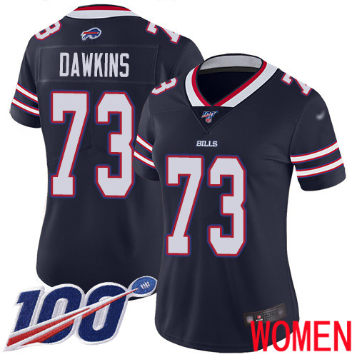 Women Buffalo Bills #73 Dion Dawkins Limited Navy Blue Inverted Legend 100th Season NFL Jersey->women nfl jersey->Women Jersey